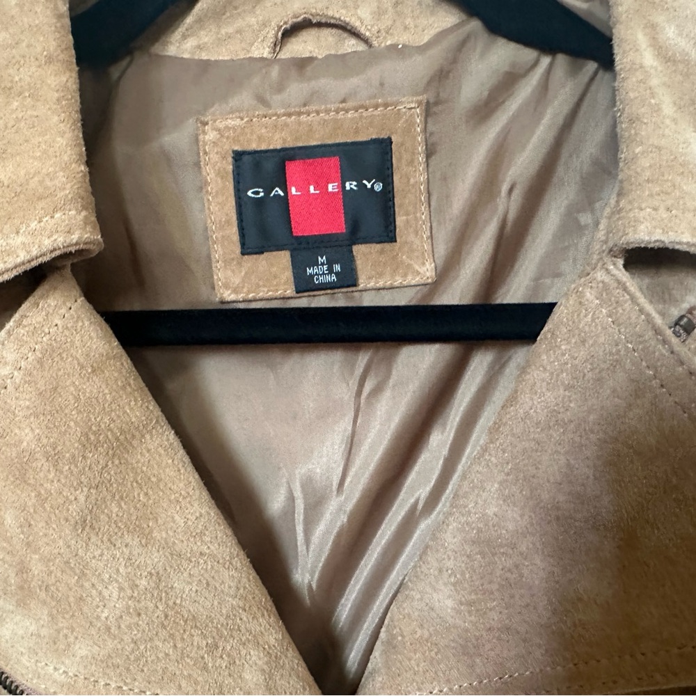 Vintage Gallery Tan Suede Leather  Fringe Biker Style Jacket.  Size M - Picture 3 of 4